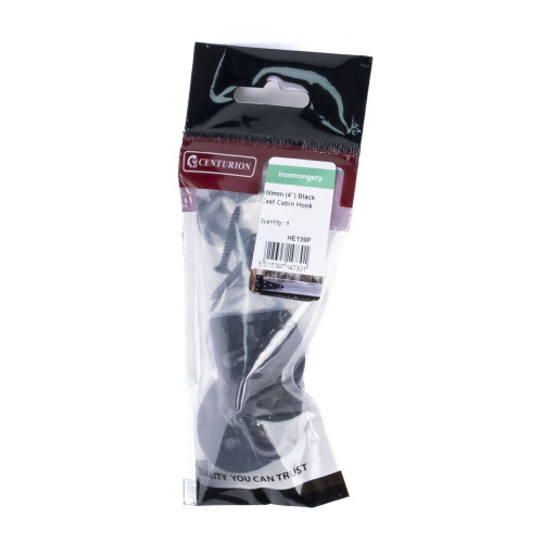 Cast Cabin Hook, Black, 100mm