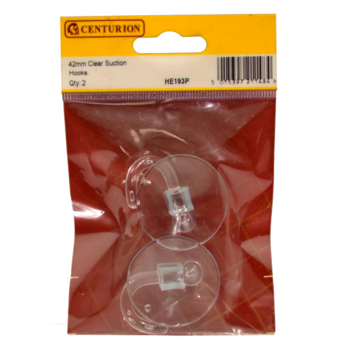 40mm Clear Plastic Suction Hook (Pack of 2)