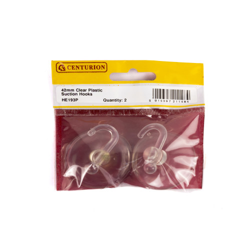 40mm Clear Plastic Suction Hook (Pack of 2)