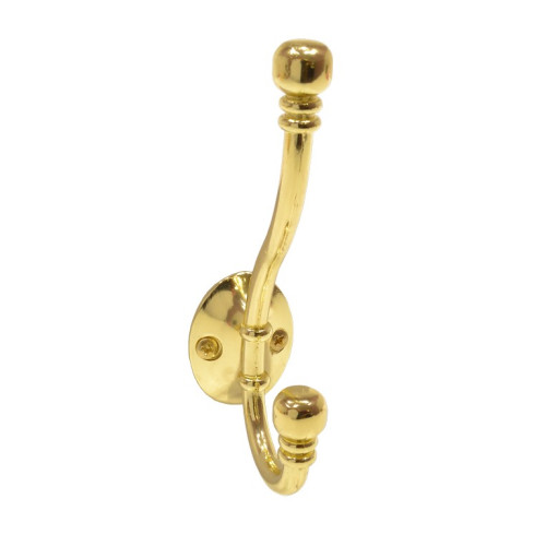 130mm Premium Ball End Hat & Coat Hook - Brass