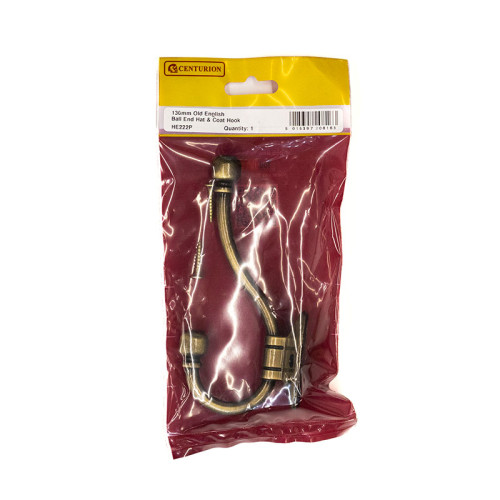 130mm Premium Ball End Hat & Coat Hook - Antique Brass - Pack Qty 1