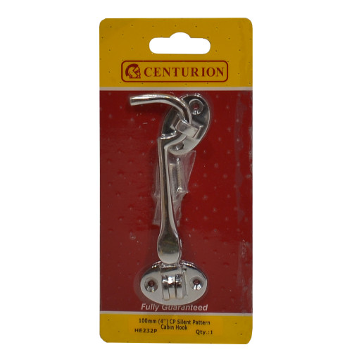 Silent Pattern Brass Cabin Hooks, Polished Chrome, 100mm