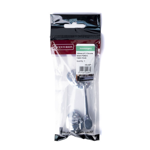 Silent Pattern Brass Cabin Hooks, Polished Chrome, 100mm