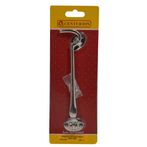 Silent Pattern Brass Cabin Hooks, Polished Chrome, 150mm