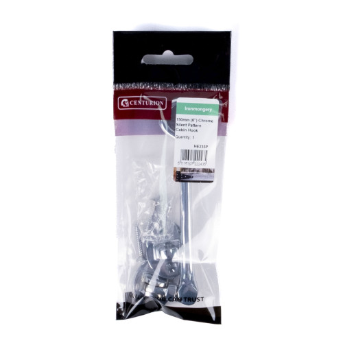 Silent Pattern Brass Cabin Hooks, Polished Chrome, 150mm
