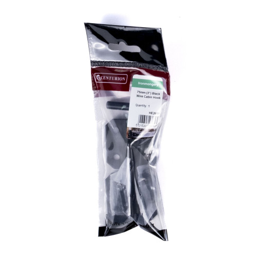 Wire Cabin Hooks, Epoxy Black, 75mm