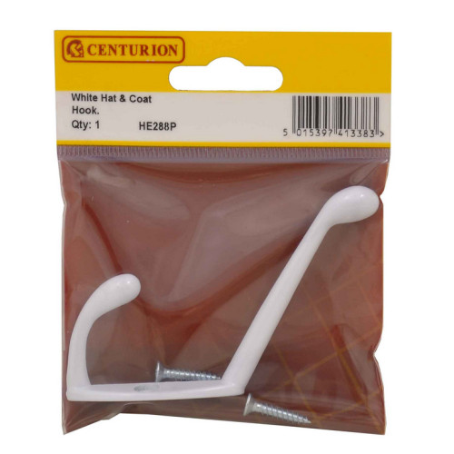 105mm Die Cast Hat & Coat Hook - White - Pack Qty 1