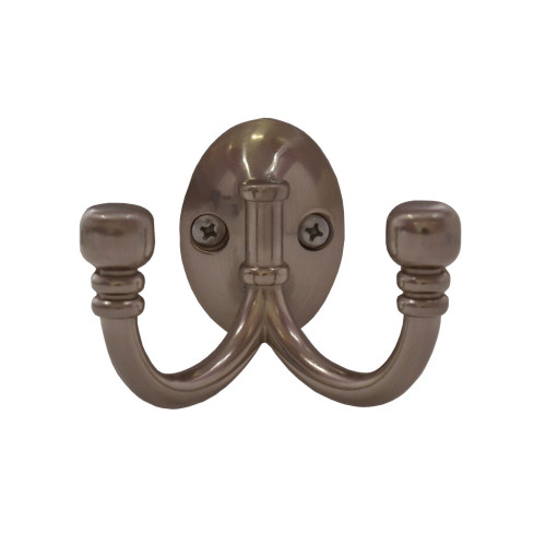 Premium Ball End Double Robe Hook - Satin Nickel