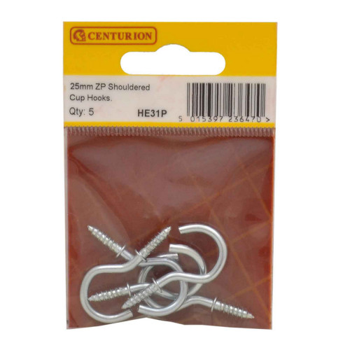 25mm ZP Shouldered Cup Hook (Pack of 5)