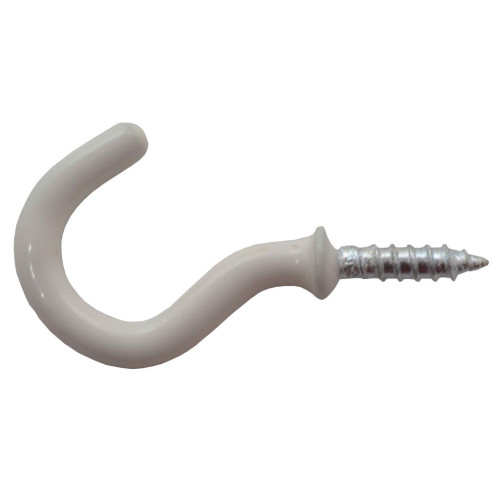 25mm White PVC Shouldered Cup Hooks