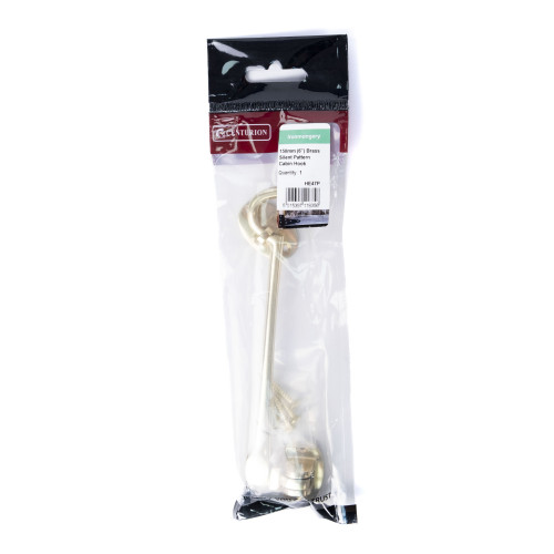 Silent Pattern Brass Cabin Hooks, Polished Brass, 150mm