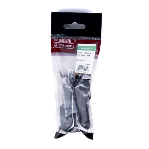 Wire Cabin Hooks, Epoxy Black, 100mm