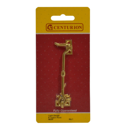 Solid Brass Cabin Hooks, Polished Brass, 100mm