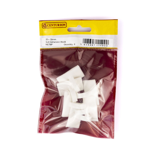 30mm x 20mm White Self Adhesive Cup Hooks (Pack of 6)