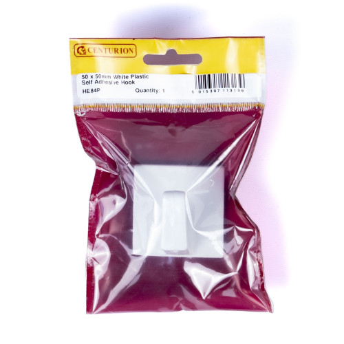 50mm x 50mm Plastic Self Adhesive Hook