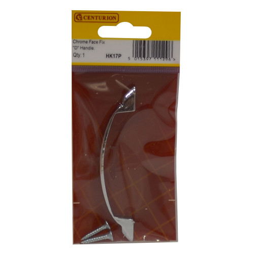 Die Cast Cabinet Face Fix 'D' Handle, Chrome Plated, 100mm