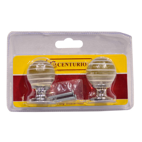 Glass Swirl Knob, Chrome Plated, 30mm Dia.