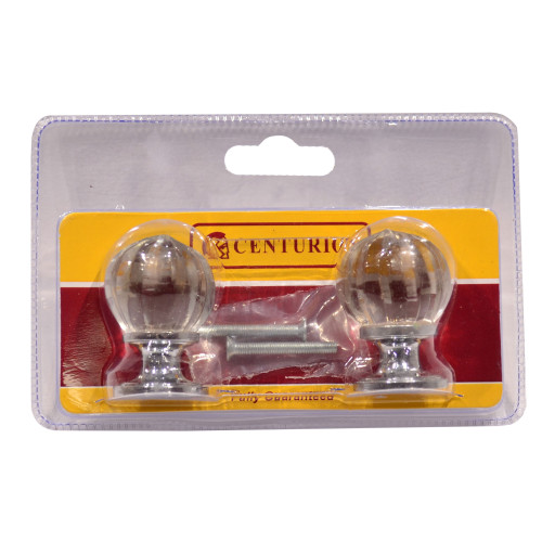 Glass Pumpkin Knob, Chrome Plated, 30mm Dia.