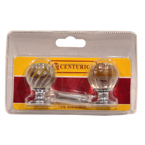 Glass Pumpkin Swirl Knob, Chrome Plated, 30mm Dia.