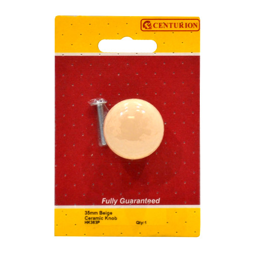 Ceramic Cupboard Knobs, Beige, 35mm Dia.