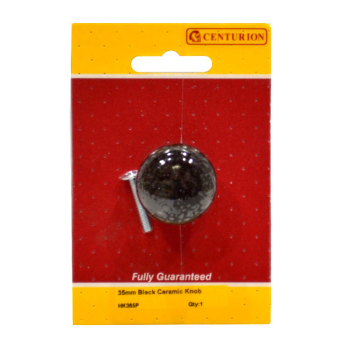 Ceramic Cupboard Knobs, Black, 35mm Dia.