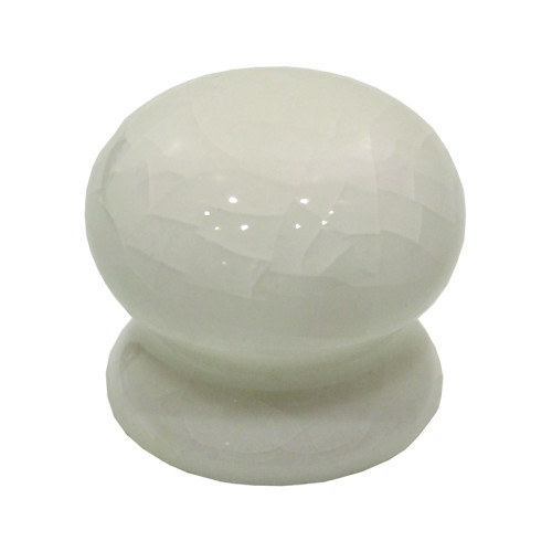 Ceramic Cupboard Knobs, Crackled White, 35mm Dia.