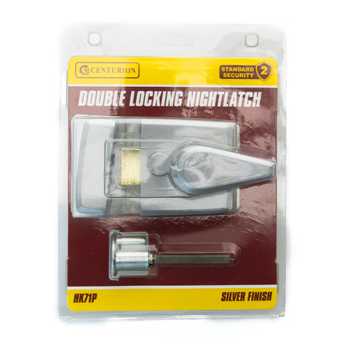 Double Locking Night latch, Silver-Polished Chrome Plated Cylinder, Narrow 40mm