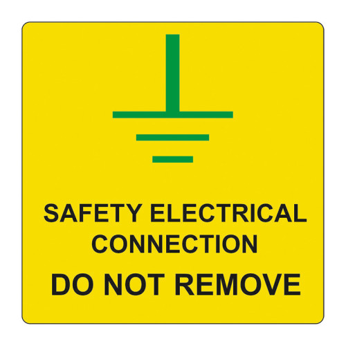 'Safety Electrical Connection Do Not Remove' Labels, Self-Adhesive Vinyl, (75mm x 75mm) (Pack of 25)