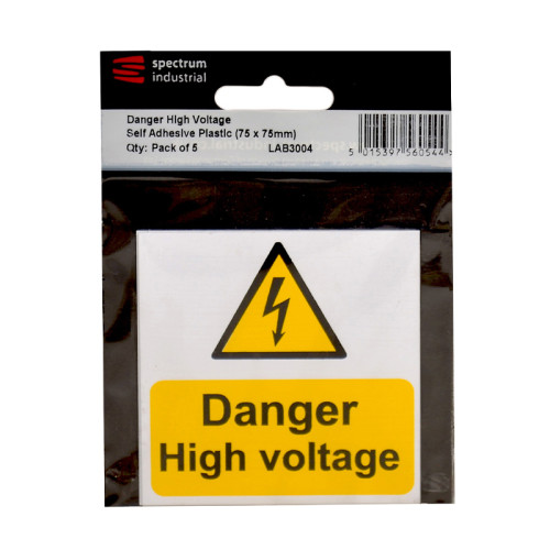Danger High Voltage - Pack of 5 1.2mm Recyclable PP (75 x 75mm)