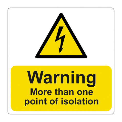 Warning more than one point of isolation - Pack of 5 Self Adhesive PP (75 x 75mm)