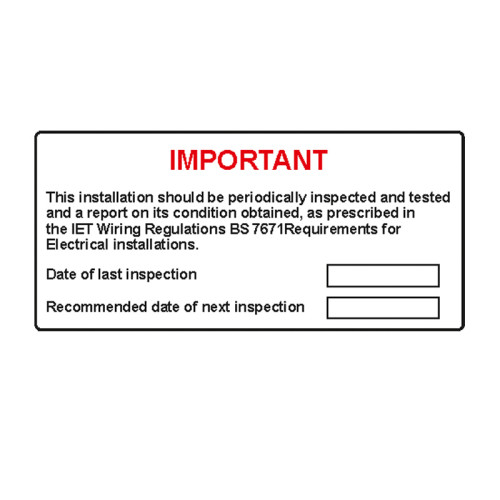 Important Periodic Inspection' Labels, Self-Adhesive Vinyl, (150mm x 75mm) (Pack of 25)