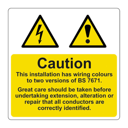 'Caution Mixed Cable Notice' Labels, Self-Adhesive Vinyl, (75mm x 75mm) (Pack of 5)