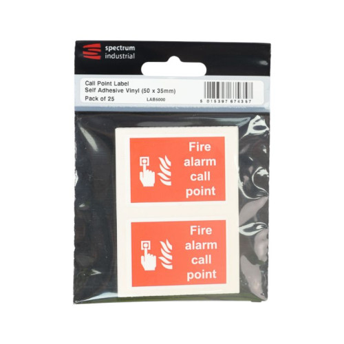 Fire Alarm Call Point Label - Pack of 25 SAV (50 x 35mm)