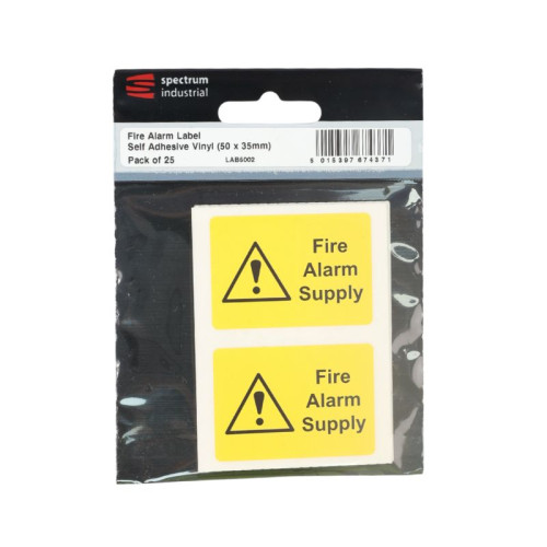 Fire Alarm Supply Label &acirc; Pack of 25 SAV (50 x 35mm)