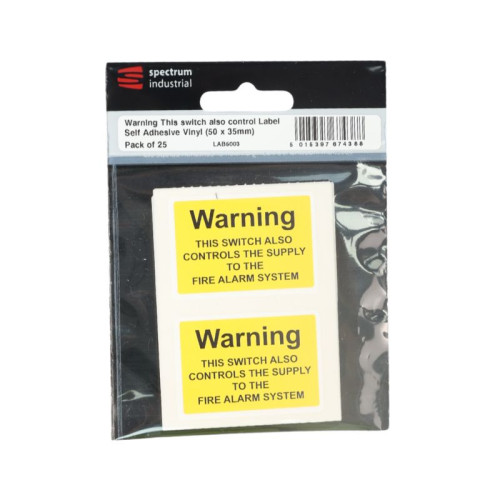 Warning This Switch Also Controls The Supply Label - Pack of 25 SAV (50 x 35mm)