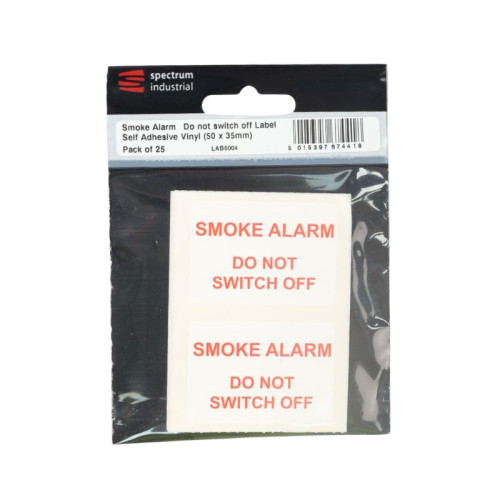 Smoke Alarm Do Not Switch Off Label Pack of 25 (50 x 35mm)