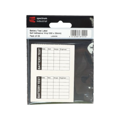 Battery Test Label - Pack of 25 SAV (50 x 35mm)