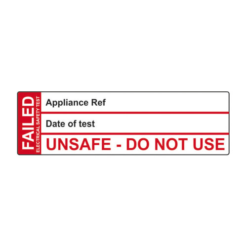 'Fail Test' Labels, Self-Adhesive Vinyl, (50mm x 15mm) (50 Roll)