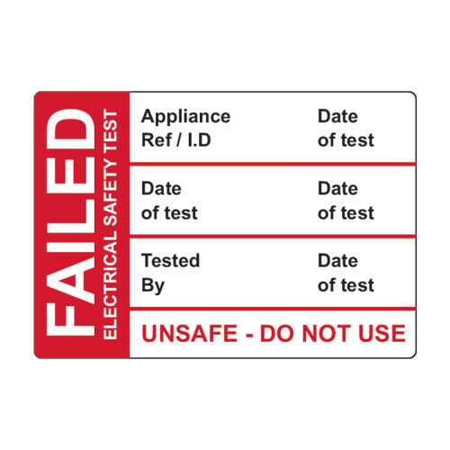 'Fail Test' Labels, Self-Adhesive Vinyl, (50mm x 35mm) (Roll of 250)