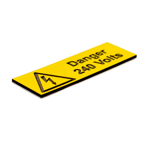 'Danger 240 Volts' Labels, Rigid Engraved, (75mm x 25mm) (Pack of 5)