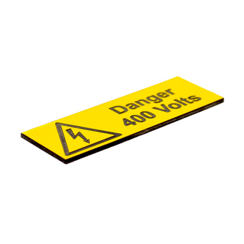 'Danger 400 Volts' Labels, Rigid Engraved, (75mm x 25mm) (Pack of 5)