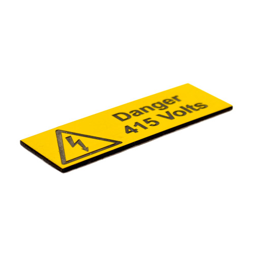 'Danger 415 Volts' Labels, Rigid Engraved, (75mm x 25mm) (Pack of 5)