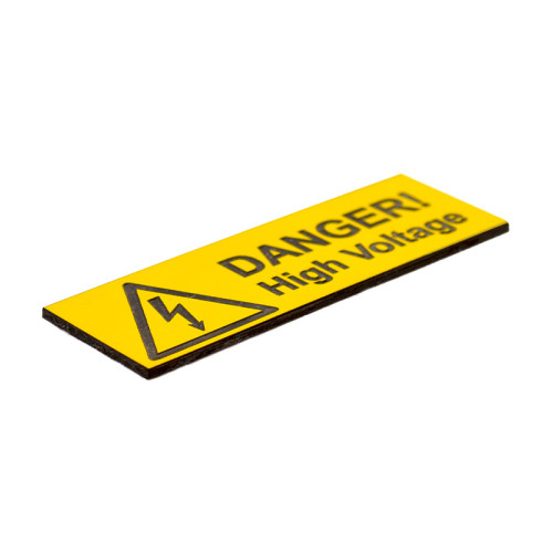 'Danger High Voltage' Labels, Rigid Engraved, (75mm x 25mm) (Pack of 5)