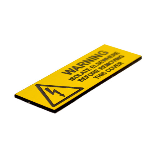 'Warning Isolate Elsewhere' Labels, Rigid Engraved, (75mm x 25mm) (Pack of 5)