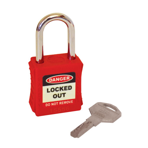 Safety Lockout Padlocks, Standard Shackle, Red (each)