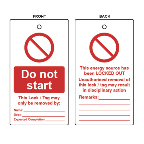 Do Not Start Lockout Tag (Double Sided, 10 Pack)