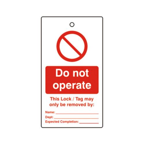 'Do Not Operate' Lockout Tag (Single Sided, 10 Pack)