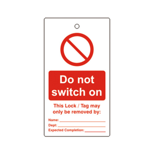 'Do Not Switch On' Lockout Tag (Single Sided, 10 Pack)