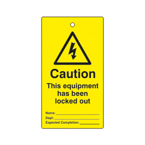'Caution This Equipment Has Been Locked Out' Lockout Tag (Single Sided, 10 pack)