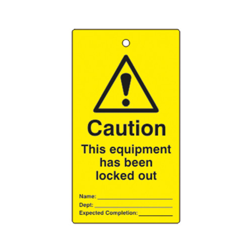 'Caution This Equipment Has Been Locked Out' Lockout Tag (Single Sided, 10 Pack)